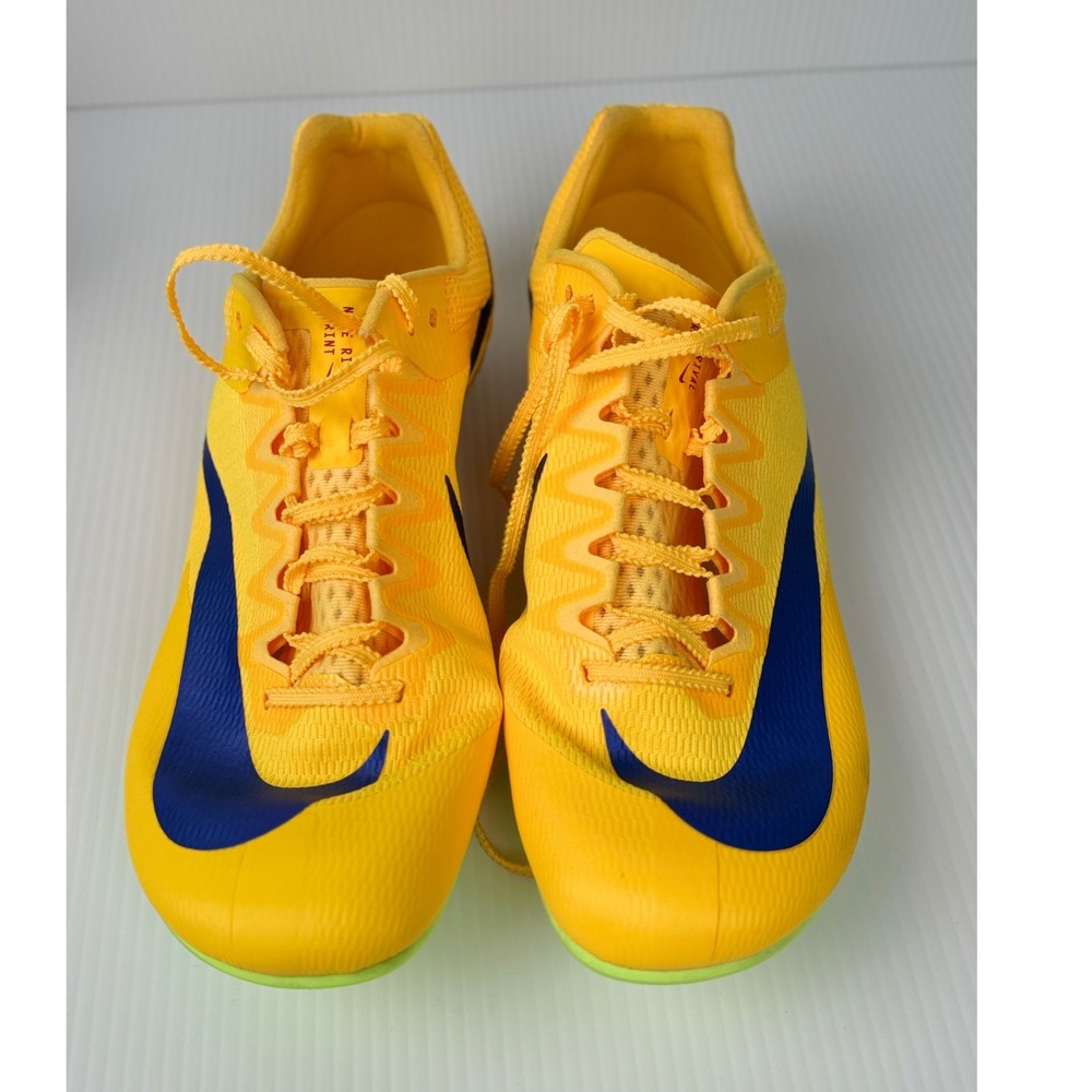 Nike Track Spikes Mens 12 Yellow Zoom Rival Sprint  Racing Cleats